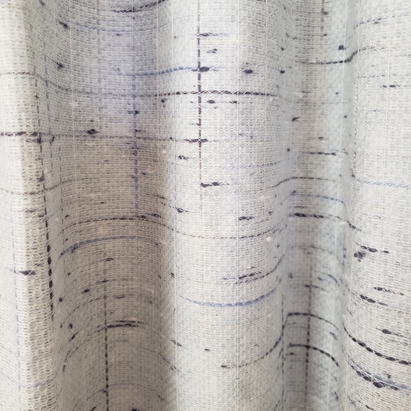 Sears Drapes 48W x 62L Tweed Print Pinch Pleat Curtains Blue VTG 50s 60s NEW - Picture 10 of 16